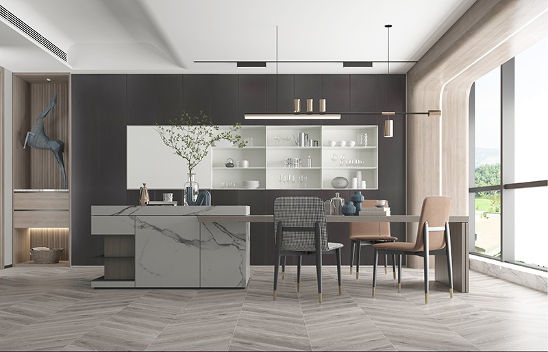 Contemporary Polyester Kitchen Cabinet