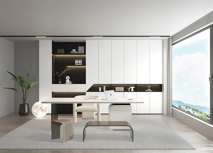 Matte White Bookshelf Cabinet